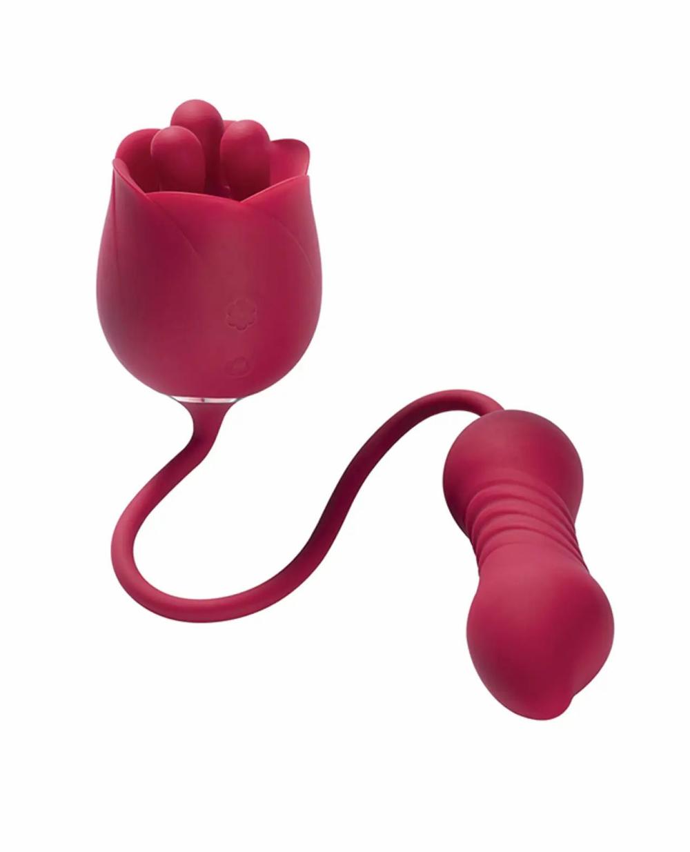 Clit Cuddlers | Rosa Rotating Rose Toy & Thrusting Vibrator – Red Clit Cuddlers Clit Cuddlers