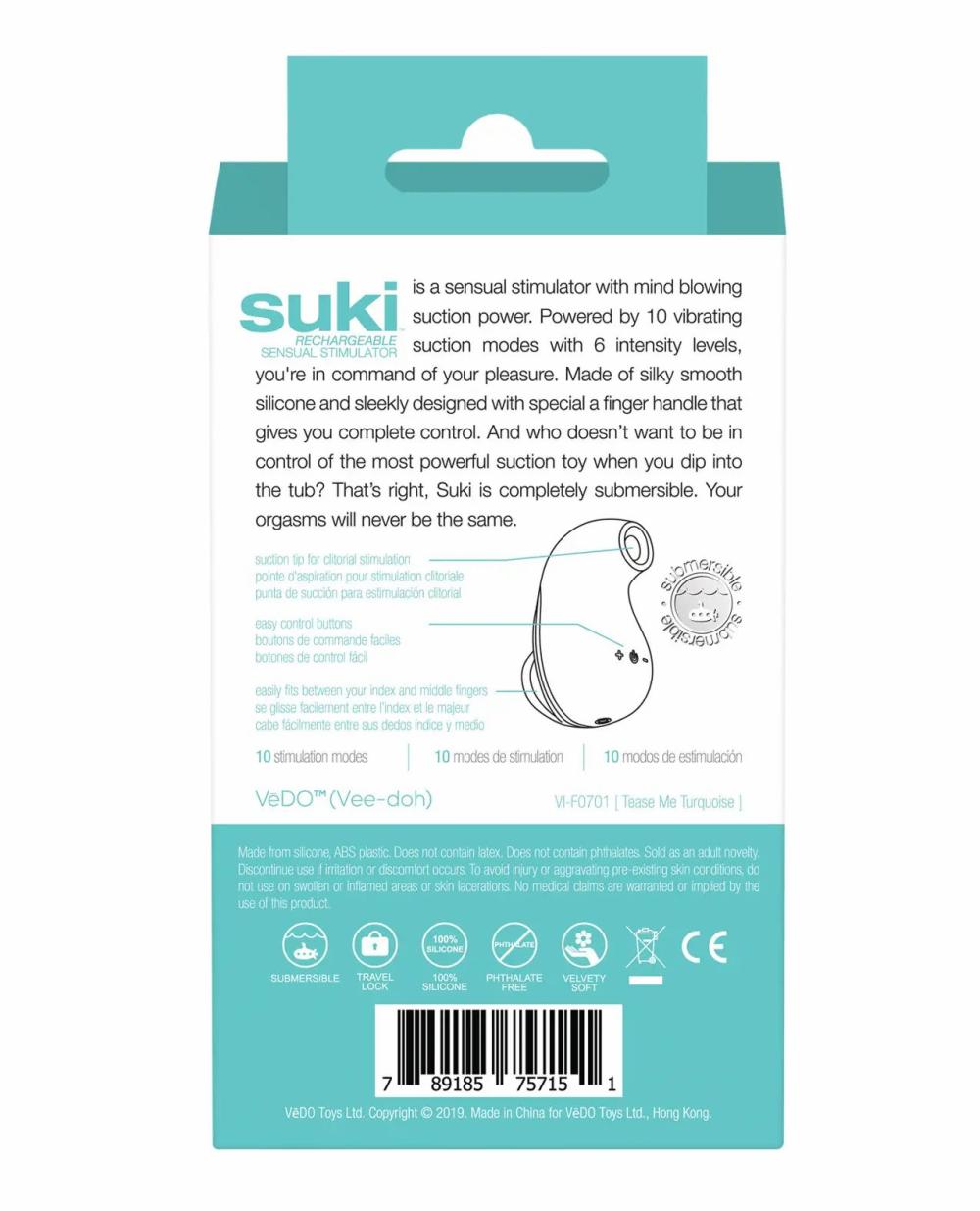 Clit Suckers & Oral Suction Items | VeDO Suki Rechargeable Vibrating Sucker – Tease Me Turqouise Clit Suckers & Oral Suction Items Clit Suckers & Oral Suction Items