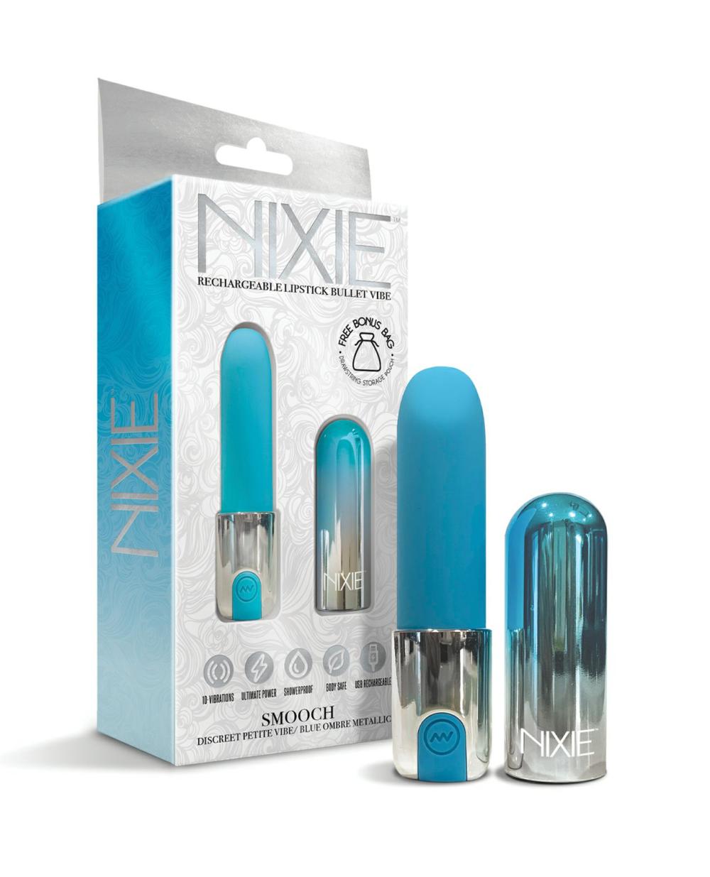 Discreet Vibrators | Nixie Smooch Rechargeable Lipstick Vibrator – Blue Ombre For Womens Discreet Vibrators