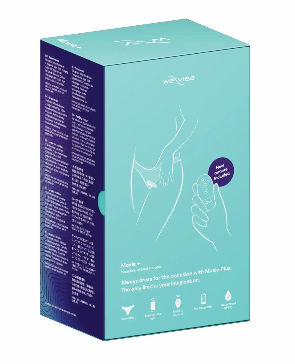 Discreet Vibrators | We-Vibe Moxie+ Wearable Rechargeable Silicone Panty Vibe Clitoral Stimulator with Remote – Aqua For Womens Discreet Vibrators