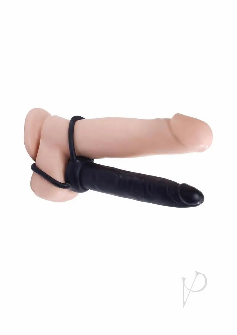 Double Penetration Cock Rings | Fetish Fantasy Double Trouble Strap On 5.5 Inch Black Cock Rings Double Penetration Cock Rings