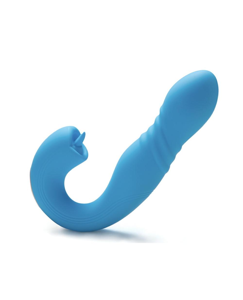 G Spot Clit Stimulators | Joi App Controlled Thrusting G-Spot Vibrator & Clit Licker – Blue For Womens G Spot Clit Stimulators