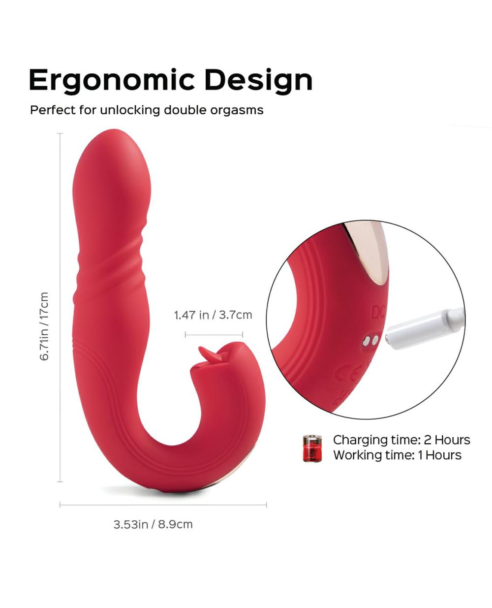 G Spot Clit Stimulators | Joi App Controlled Thrusting G-Spot Vibrator & Clit Licker – Red For Womens G Spot Clit Stimulators