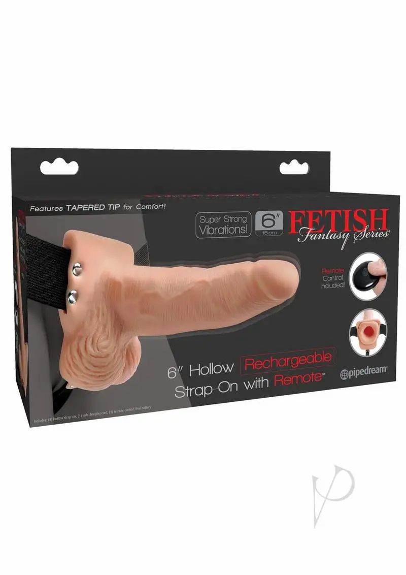 Hollow Strap-ons | Fetish Fantasy Series 6" Hollow Rechargeable Strap On w/Remote – Flesh For Mens Hollow Strap-ons