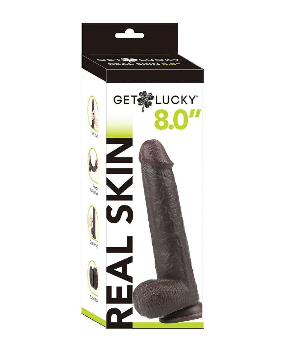 Huge Dildos | Get Lucky 8.0" Real Skin Series – Dark Brown Dildos Huge Dildos