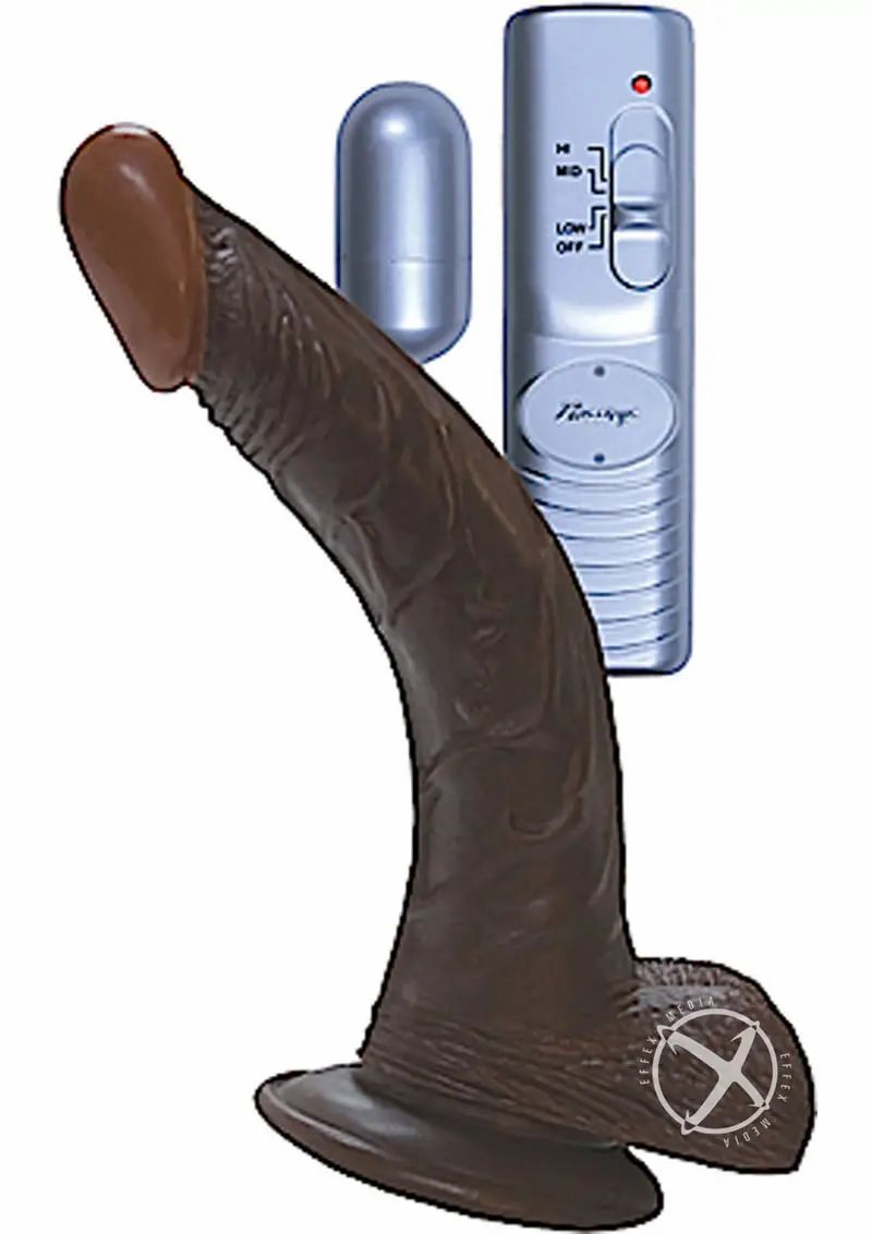 Huge Dildos | Real Skin Afro American Whoppers 8" Vibrating Dong w/Balls Dildos Huge Dildos