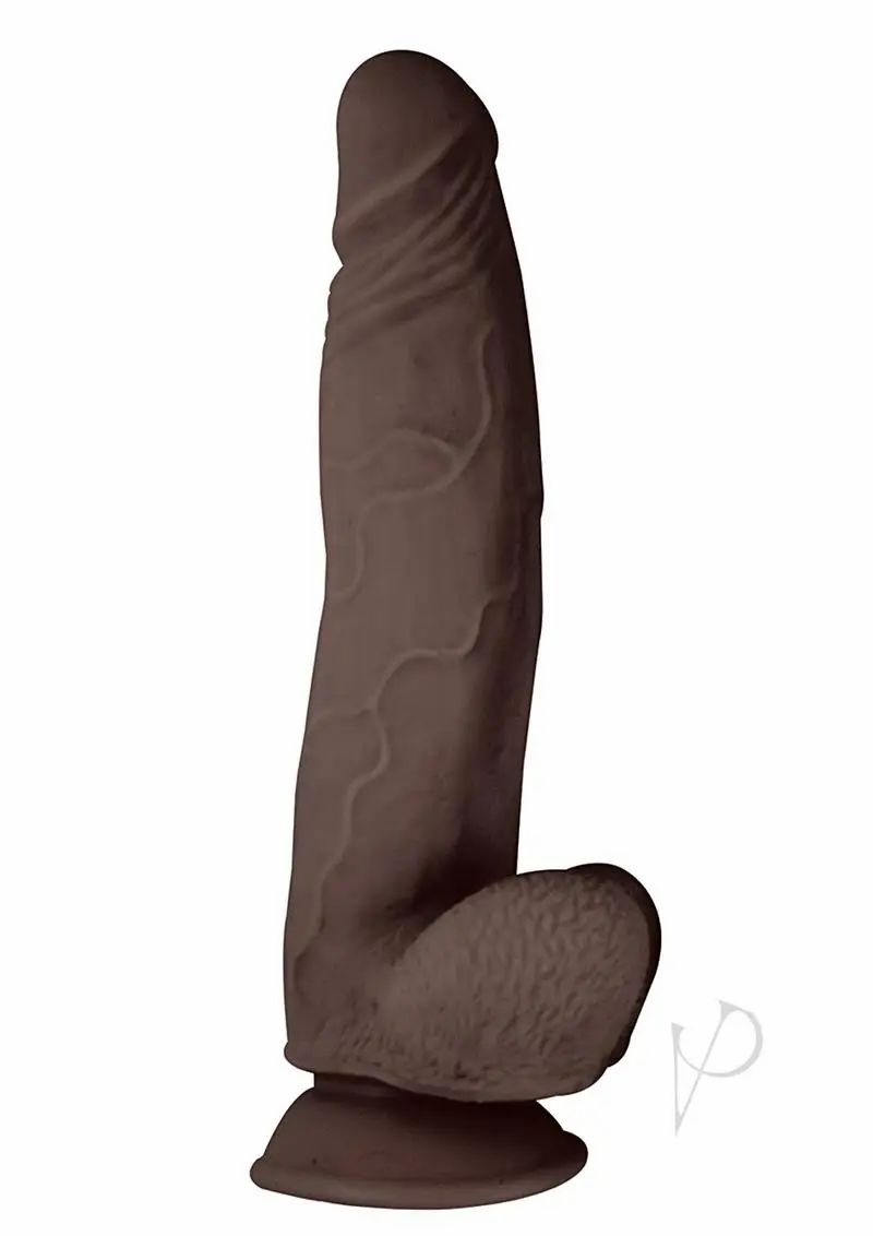 Huge Dildos | Realcocks Dual Layered #6 Bendable Realistic Dong Waterproof 8 Inches Dark Brown Dildos Huge Dildos