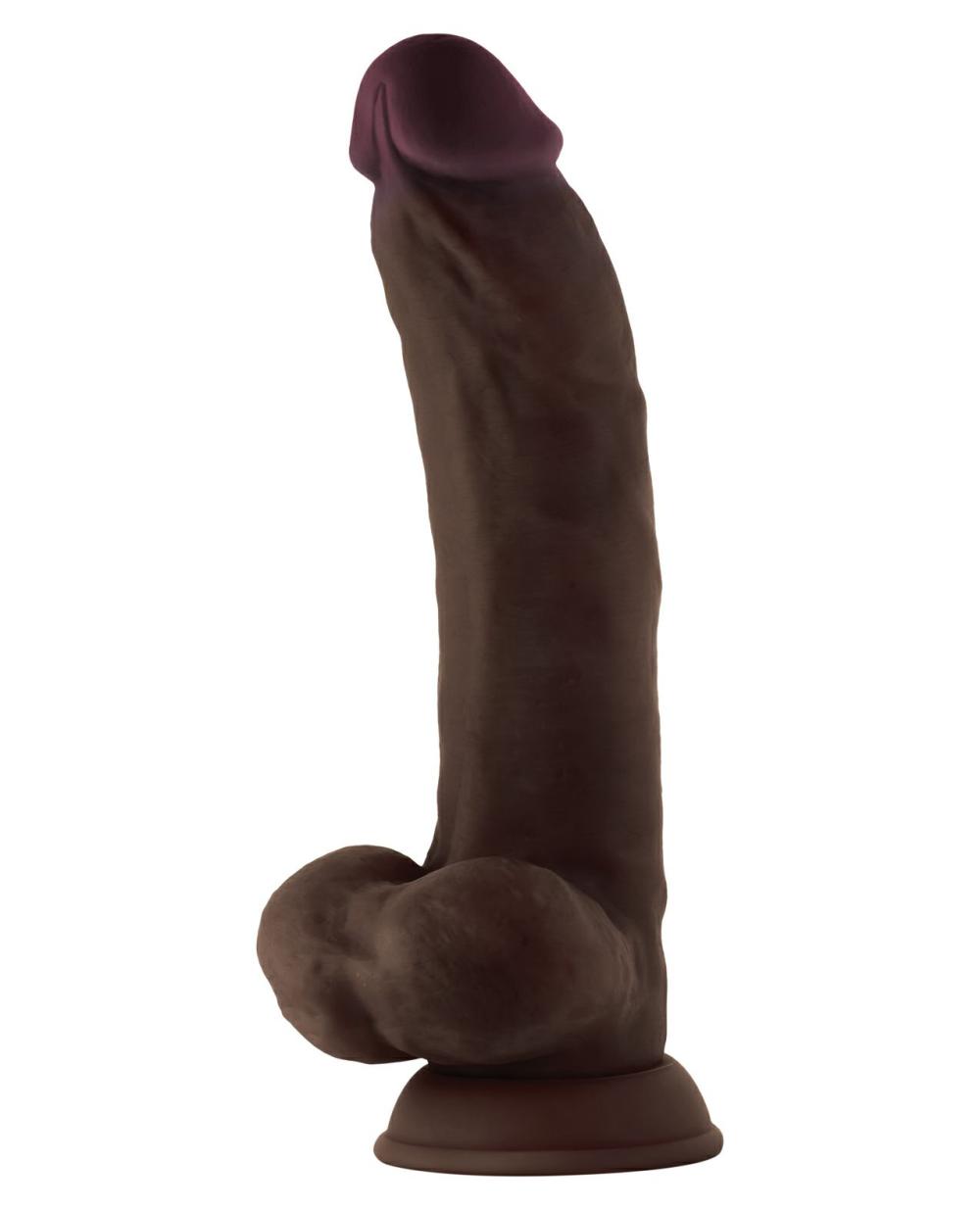 Huge Dildos | Shaft Model C Flexskin Liquid Silicone 9.5" Curved Dong w/Balls – Mahogany Dildos Huge Dildos