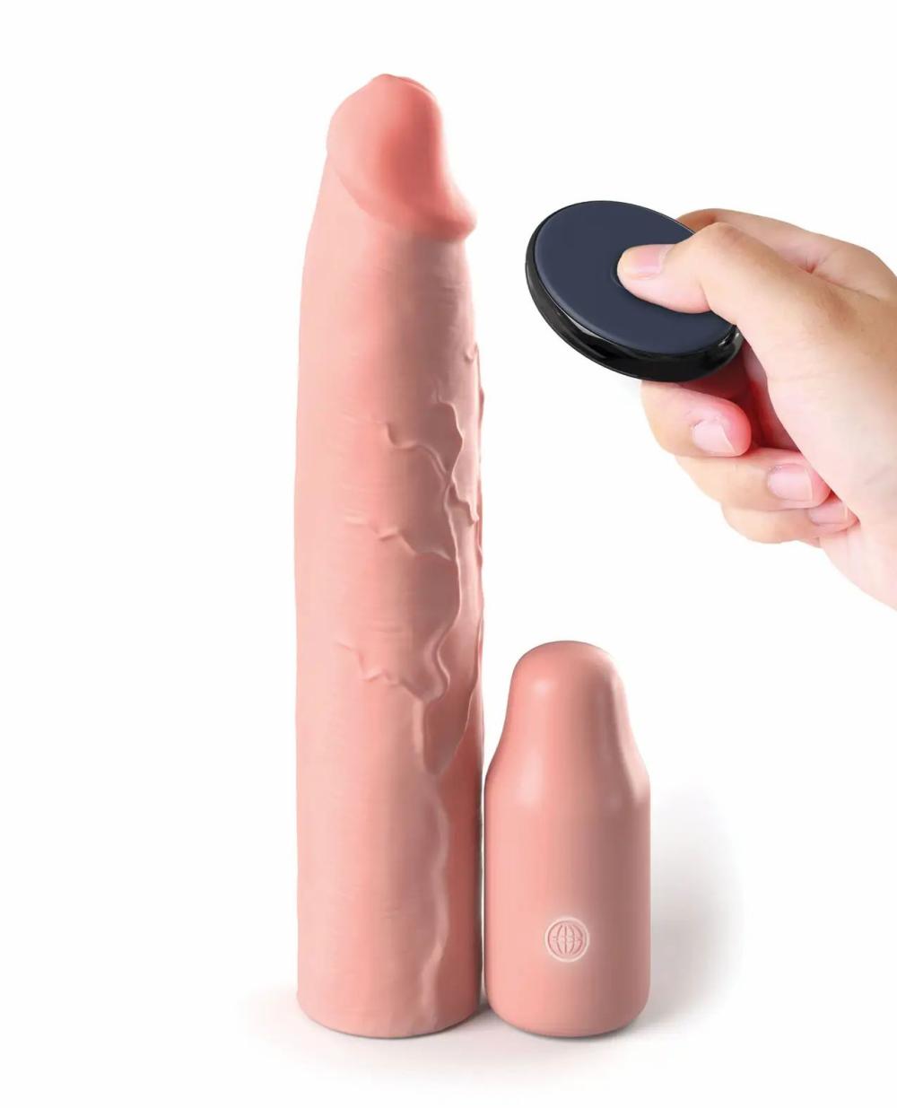 Penis Extensions | Fantasy X-tensions Elite 9" Sleeve Vibrating 3" Plug w/Remote – Light For Mens Mens