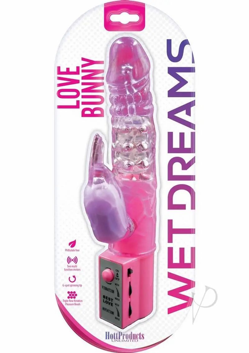 Rabbit Vibrators | Wet Dreams Love Bunny Rabbit Vibrator Dildo Pink 9.5 Inches For Womens Rabbit Vibrators