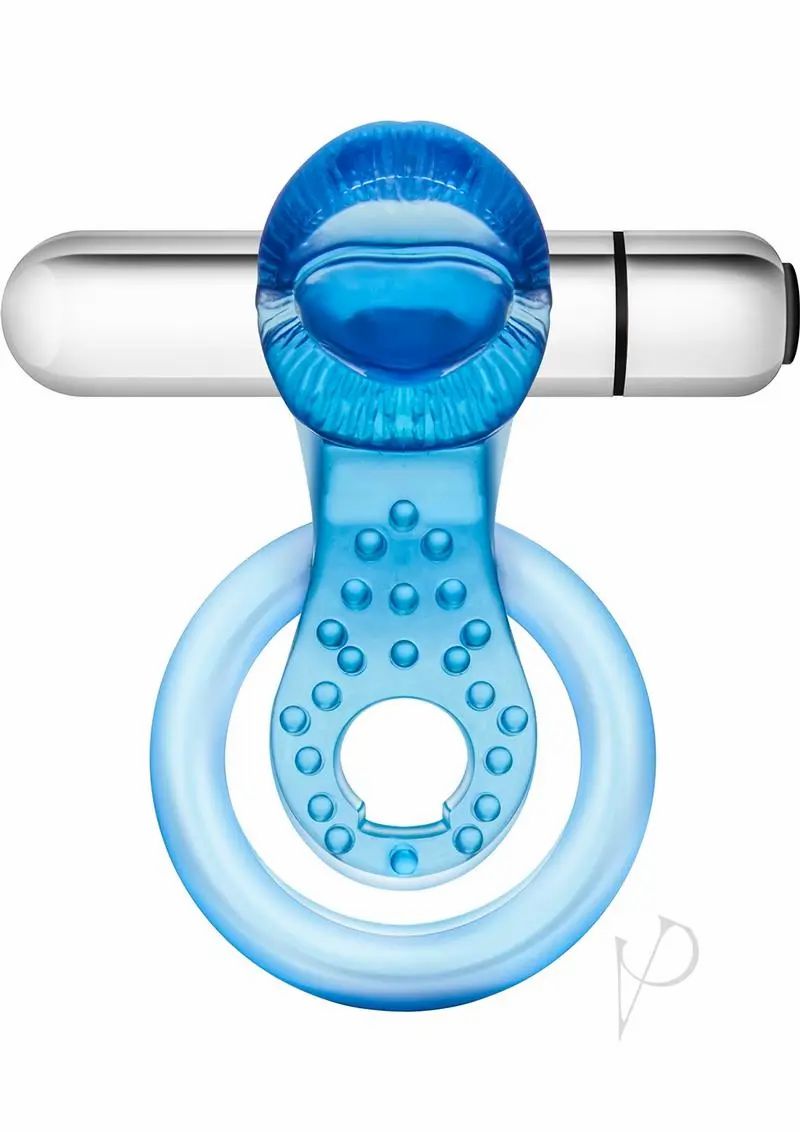 Stimulating Cock Rings | Stay Hard 10 Function Vibrating Tongue Cock Ring Waterproof Blue Cock Rings Mens