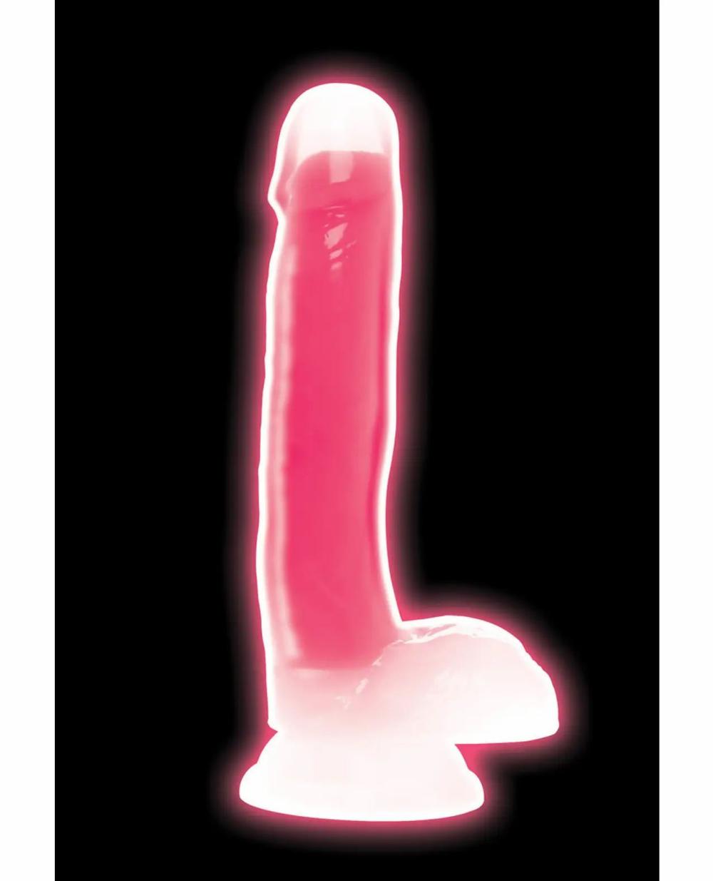 Strap-ons & Harnesses | Curve Toys Lollicock 7" Glow In The Dark Silicone Dildo w/Balls – Pink Dildos Strap-ons & Harnesses