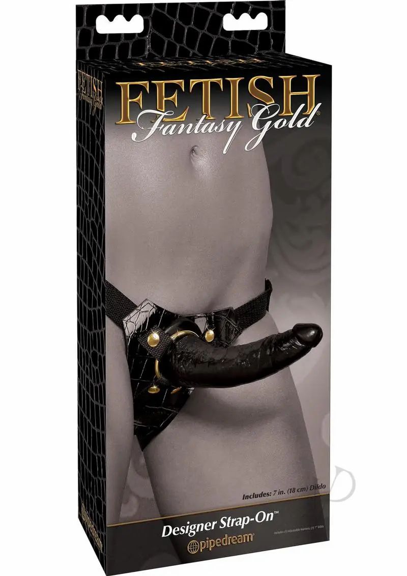 Strap-ons & Harnesses | Fetish Fantasy Gold Designer Strap On w/Dildo – Black Dildos Strap-ons & Harnesses