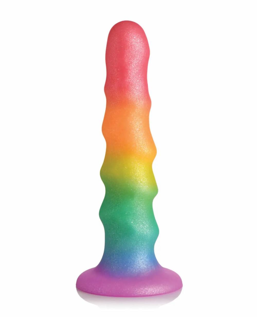 Suction Cup Dildos | Curve Toys Simply Sweet 6.5" Zigzag Rainbow Dildo Dildos Strap-ons & Harnesses