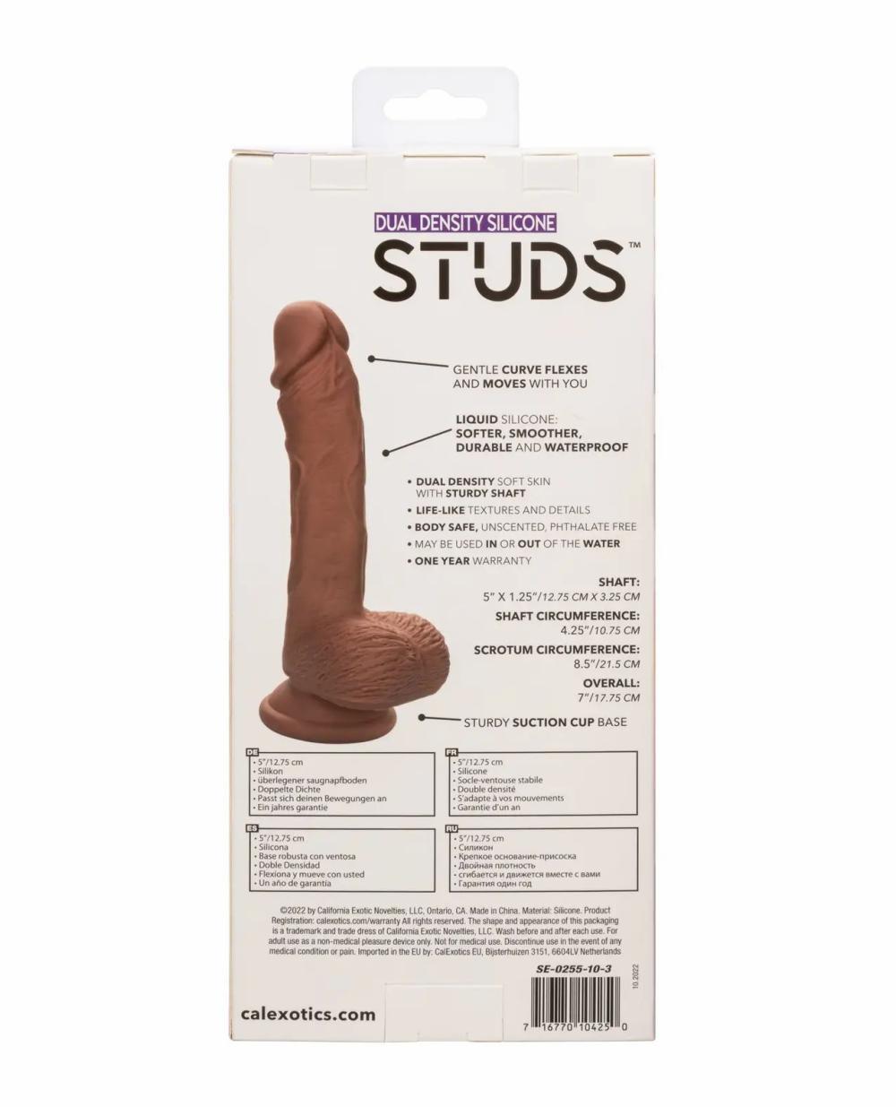 Suction Cup Dildos | Dual Density Silicone 5" Studs – Brown Dildos Strap-ons & Harnesses