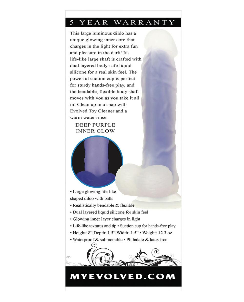 Suction Cup Dildos | Evolved Luminous Dildo Non Vibrating – Purple Dildos Suction Cup Dildos