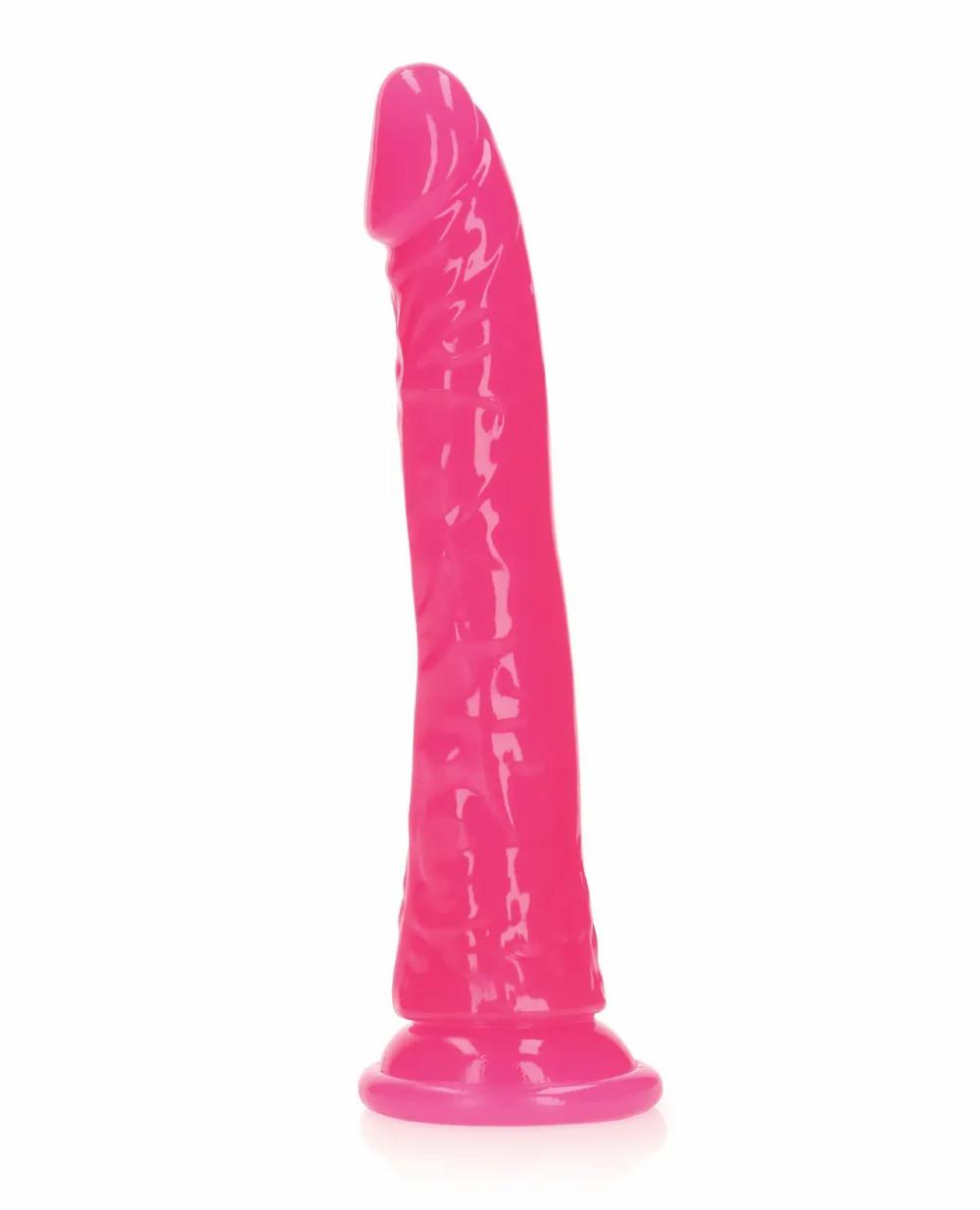 Suction Cup Dildos | Shots RealRock 8" Slim Dildo Glow in the Dark – Neon Pink Dildos Strap-ons & Harnesses