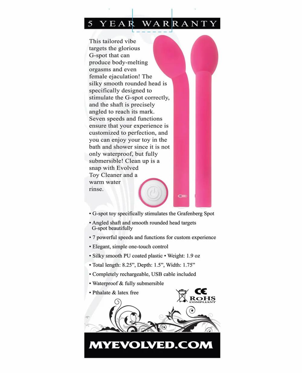 Traditional Vibrators | Evolved Rechargeable Power G – Pink For Womens G Spot Vibrators